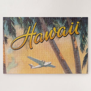 Quebra-cabeça Vintage Hawaii - Viagem - Ilustração Arte