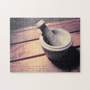 Quebra-cabeça Vintage Herb Stone Pestle & Mortar Retro Inscrito
