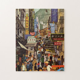 Quebra-cabeça Vintage Hong Kong Street Market Design