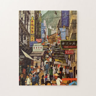 Quebra-cabeça Vintage Hong Kong Street Market Design