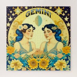 Quebra-cabeça Vintage Horoscope Sinal Gemini Twins Celestial