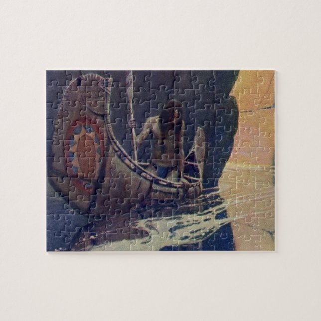 Quebra-cabeça Vintage Indian Canoe remando Sun Classic (Horizontal)