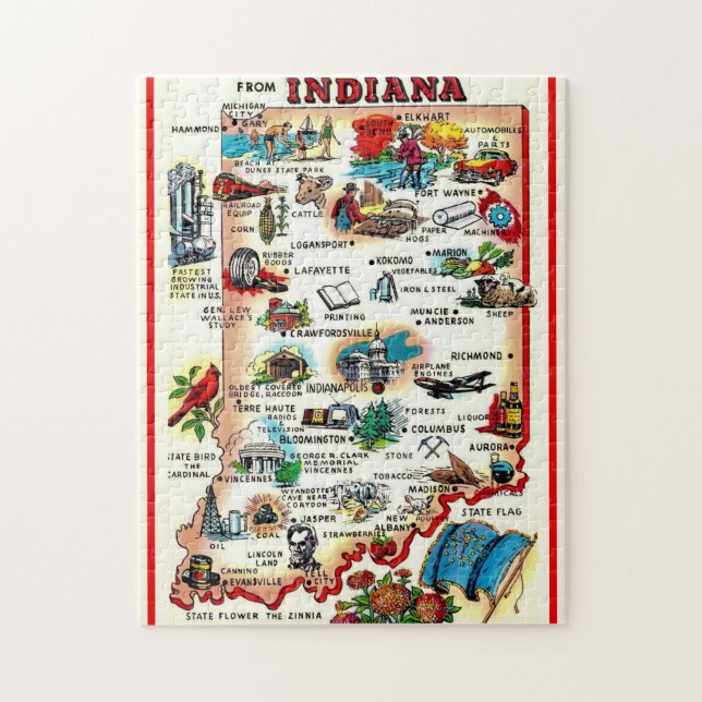 Quebra-cabeça Vintage Indiana Ilustrado 11x14 (Vertical)