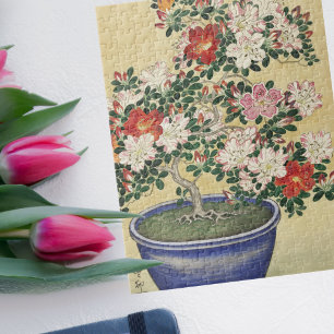 Quebra-cabeça Vintage Japan Blooming Azalea Bonsai Art