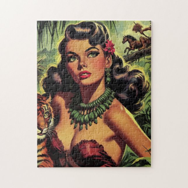 Quebra-cabeça Vintage Jungle Girl (Vertical)