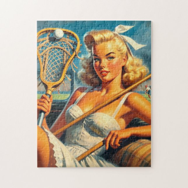 Quebra-cabeça Vintage Lacrosse Girl (Vertical)