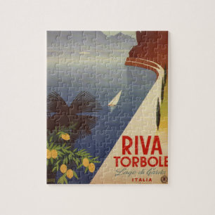 Quebra-cabeça Vintage Lake Garda Riva Torbole Itália Turismo Art