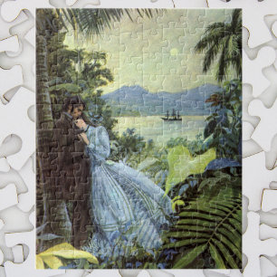 Quebra-cabeça Vintage Love and Romance, visão tropical romântica