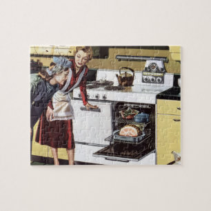Quebra-cabeça Vintage Mãe na Cozinha Cozinhar e Páscoa