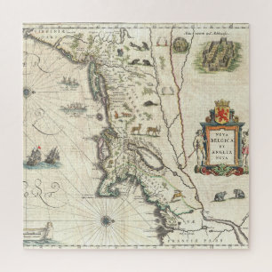 Quebra-cabeça Vintage Map Colonias Holandesas e Inglesas América