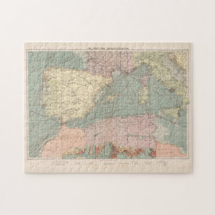 Quebra-cabeça Vintage Map dos Portos do Mediterrâneo Oriental