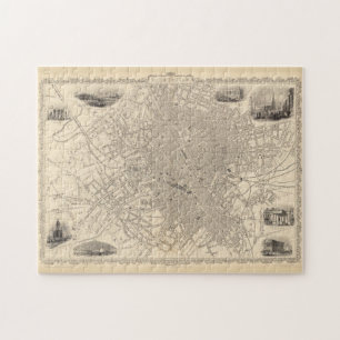 Quebra-cabeça Vintage Map of Birmingham England (1851)