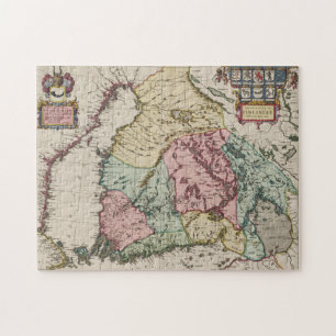 Quebra-cabeça Vintage Map of Finland (1665)