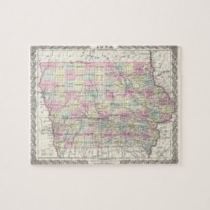 Quebra-cabeça Vintage Map of Iowa (1855)