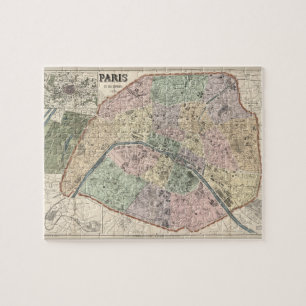 Quebra-cabeça Vintage Map of Paris France 1878