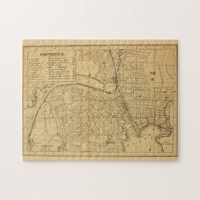 Quebra-cabeça Vintage Map of Providence RI (1880) (Horizontal)