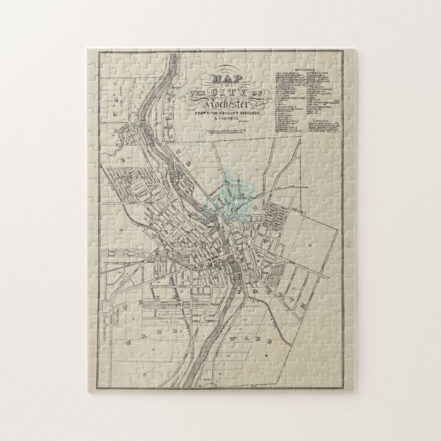 Quebra-cabeça Vintage Map of Rochester NY (1838) (Vertical)