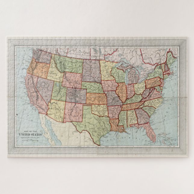 Quebra-cabeça Vintage Map of The United States (1887) (Horizontal)