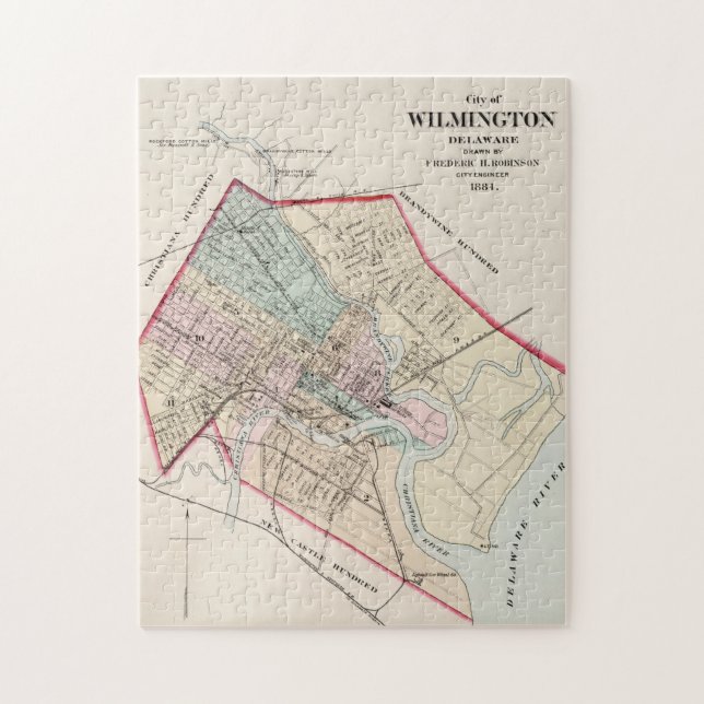 Quebra-cabeça Vintage Map of Wilmington Delaware (1884) (Vertical)