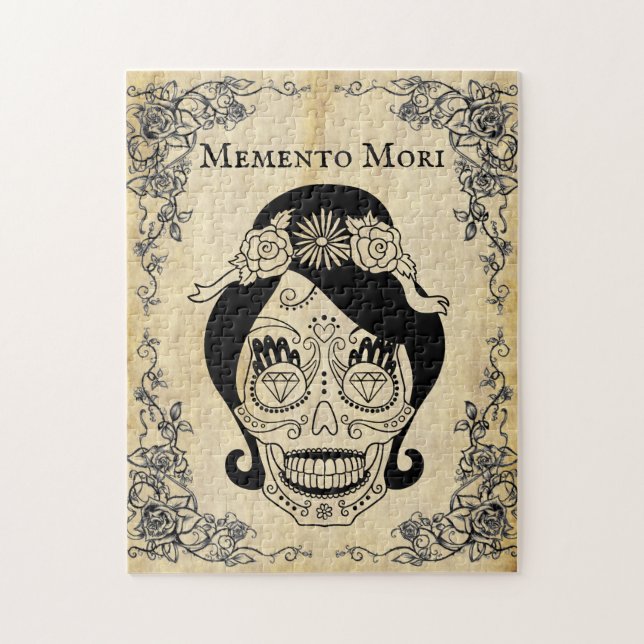 Quebra-cabeça Vintage Memento Mori Crânio de Mulher (Vertical)