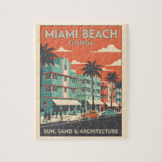 Quebra-cabeça Vintage Miami Beach Florida Art Deco Travel
