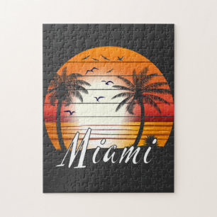 Quebra-cabeça Vintage Miami Florida Palm Trees Summer Beach