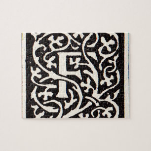 Quebra-cabeça Vintage Monograma F Art Nouveau - Letra