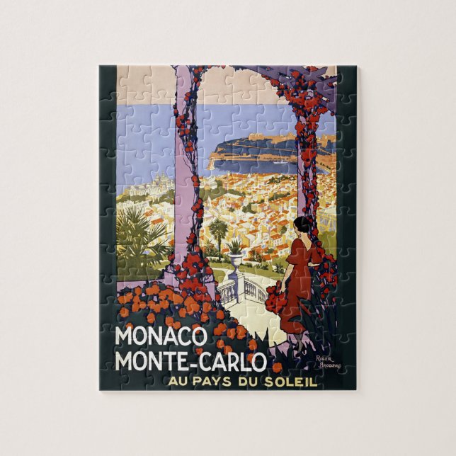 Quebra-cabeça Vintage Monte Carlo Mônaco - Ilustração Cênica (Vertical)