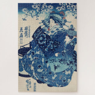 Quebra-cabeça Vintage - Mulher Azul Arte Japonesa