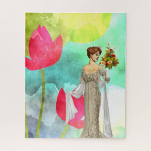 Quebra-cabeça Vintage Mulher Floral