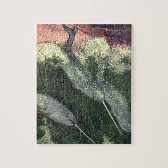 Quebra-cabeça Vintage Narbaleias, Animais do Oceano Marinho (Vertical)