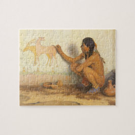 Quebra-cabeça Vintage Nativo Americano, Artista Indiano por Cous