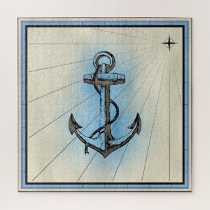 Quebra-cabeça Vintage Nautical Ship's Anchor Sailor Pirate
