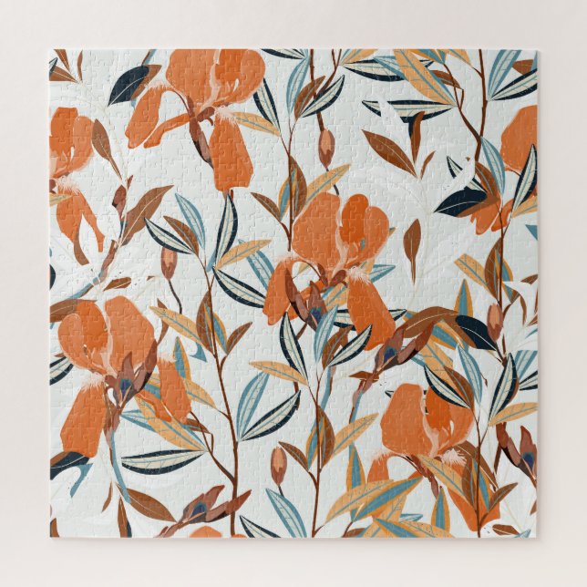Quebra-cabeça Vintage Orange Iris Floral (Vertical)