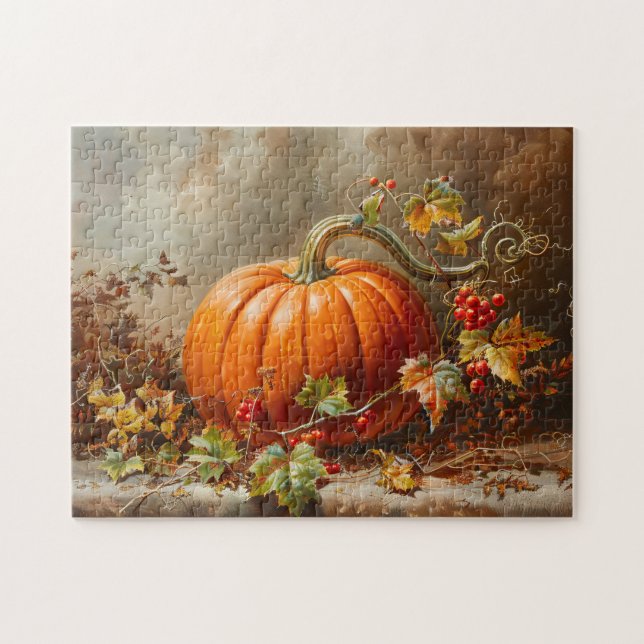 Quebra-cabeça Vintage Orange Pumpkin Painting (Horizontal)