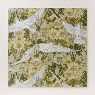 Quebra-cabeça Vintage padrão floral Dove & Lily em verde sálvia