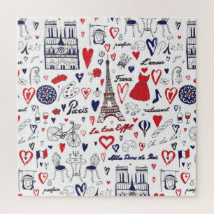 Quebra-cabeça Vintage Paris: padrão de linha de Viagem