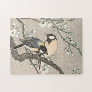 Quebra-cabeça Vintage - Pássaros de Arte Japoneses no ramo de C