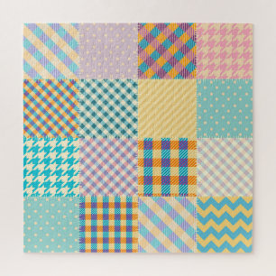 Quebra-cabeça Vintage Patchwork: Textile Seamless Background (Co