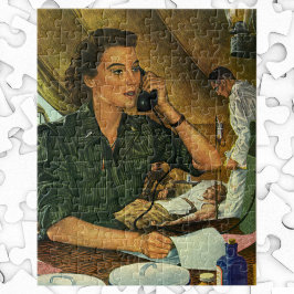 Quebra-cabeça Vintage Patriótico, Enfermeira Médica ao Telefone