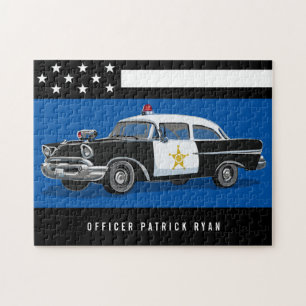 Quebra-cabeça Vintage Polícia Carro Estrelas Sinalizador de Fai