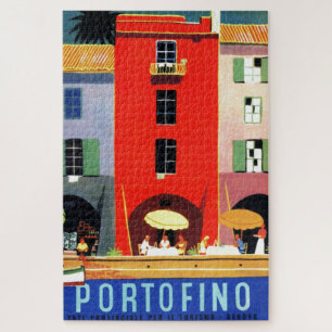 Quebra-cabeça Vintage Portofino Itália Europa - Ilustração do Vi
