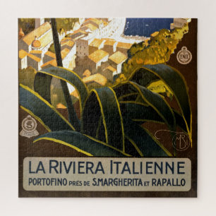 Quebra-cabeça Vintage Portofino Itália Ilustração Riviera