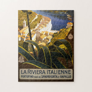 Quebra-cabeça Vintage Portofino Itália Ilustração Riviera