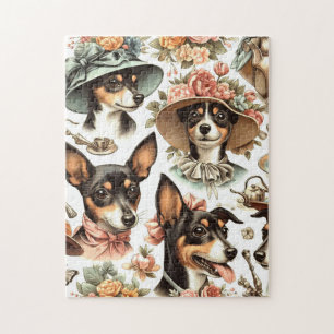 Quebra-cabeça Vintage Rat Terrier Seamless
