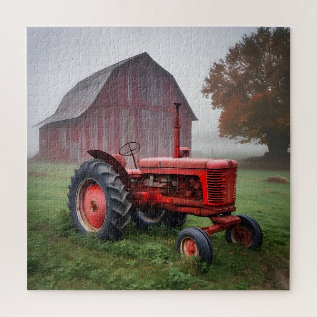 Quebra-cabeça Vintage Red Farm Tractor (Vertical)