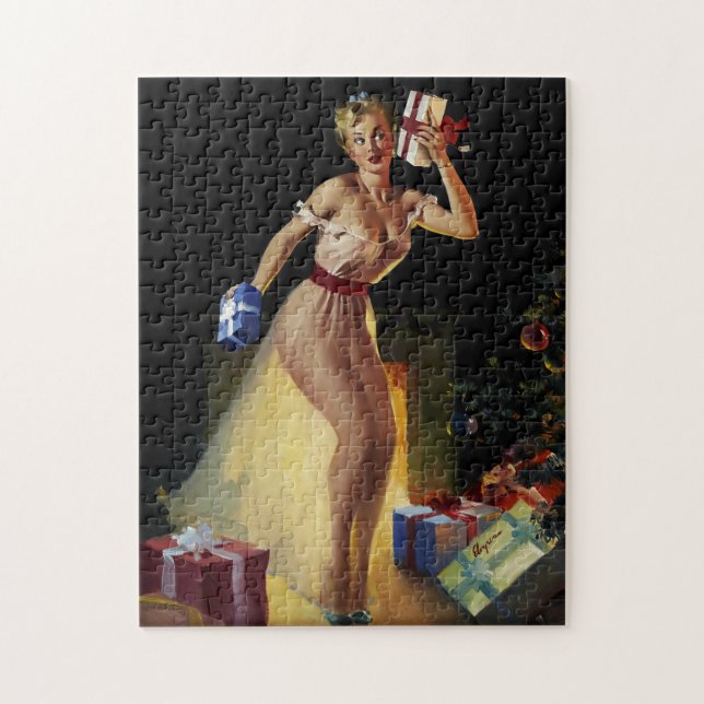 Quebra-cabeça Vintage Retro Christmas Eve Pinup (Vertical)