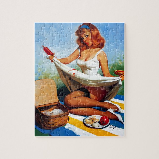 Quebra-cabeça Vintage Retro Picnic Pin Up Girl (Vertical)