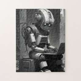 Quebra-cabeça Vintage Robot AI Retro Tech Cyberpunk