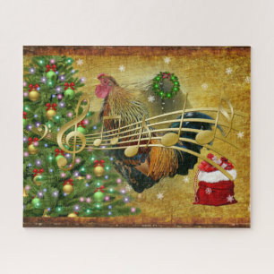 Quebra-cabeça Vintage Rooster Cantando Cartas de Natal